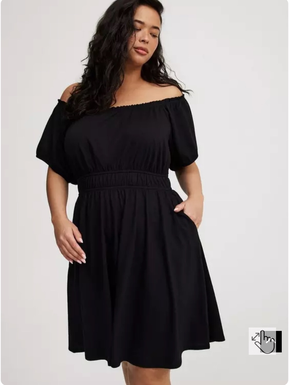 Off-Shoulder Shirred Waist Mini Dress